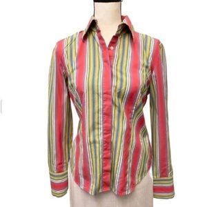 TOMMY HILFIGER Striped Top Long Sleeve Pink Sz 12
